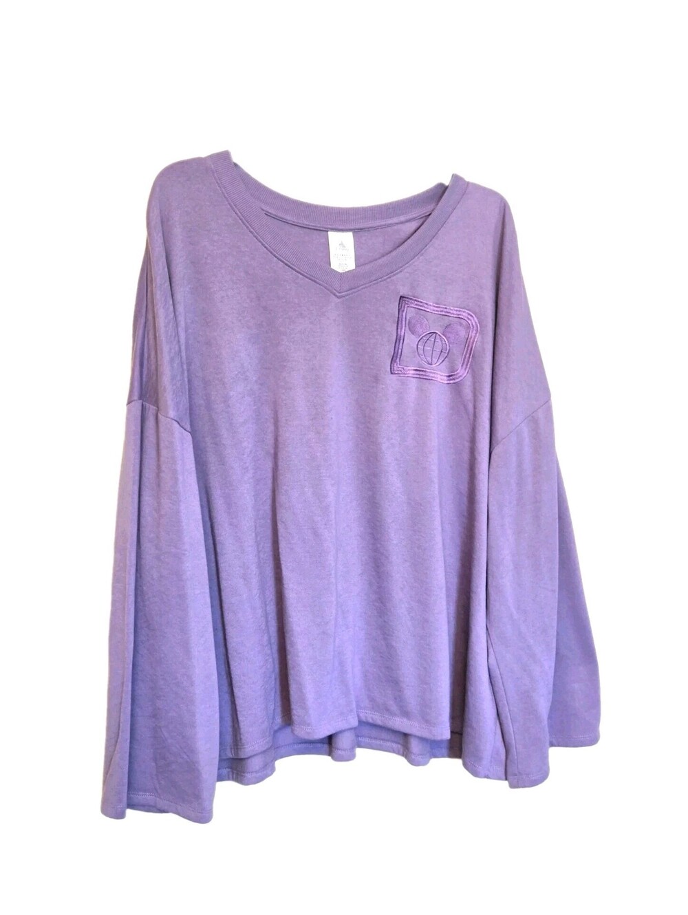 Disney Parks Purple Embroidered D Logo 3X V-Neck Fleece Sweatshirt